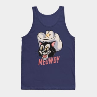 Howdy Meowdy - Cowboy Cat Retro Mascot | Howdy Tank Top